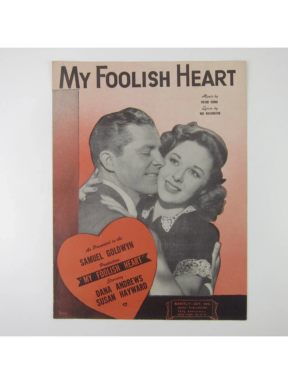 Sheet Music My Foolish Heart Dana Andrews Susan Hayward Film Movie Vintage 1949